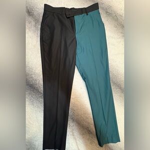 BoohooMAN Black Teal Green Spliced Suit Dress Pants Slacks 32 x 30